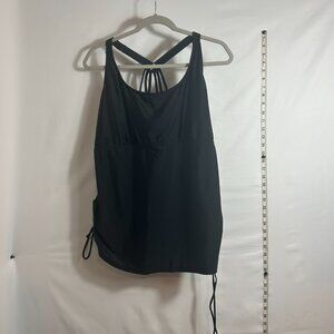 Yonique Plus Size black cinched tieable sides tankini top 20W - worn once